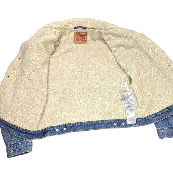 Levi's Sherpa Lined Denim Trucker Jacket - Women's Size Large - Picture 6 of 10